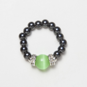 Black & Light Green Cat's Eye Magnetic Ring