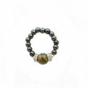 Unakite & Black Magnetrim Ring: Balance & Style in One